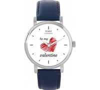 Toff London White with Red Heart Be My Valentine Illustrated dial by Hand, Hand Assembled in London, Accurate Quartz 3-Hand Movement, Multiple Colours, 38 or 42mm case, Leather or Metal Strap Watch
