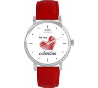Toff London White with Red Heart Be My Valentine Illustrated dial by Hand, Hand Assembled in London, Accurate Quartz 3-Hand Movement, Multiple Colours, 38 or 42mm case, Leather or Metal Strap Watch