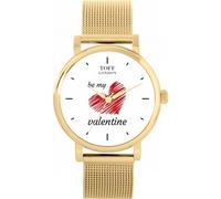 Toff London White with Red Heart Be My Valentine Illustrated dial by Hand, Hand Assembled in London, Accurate Quartz 3-Hand Movement, Multiple Colours, 38 or 42mm case, Leather or Metal Strap Watch