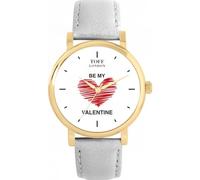 Toff London White with Red Heart Be My Valentine Unisex 42 or 38mm case, Three case and Nine Strap Colours, 3-Hand Quartz Movement, Unique Hand Drawn, Polished and Assembled Watch