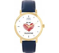 Toff London White with Red Heart Be My Valentine Unisex 42 or 38mm case, Three case and Nine Strap Colours, 3-Hand Quartz Movement, Unique Hand Drawn, Polished and Assembled Watch