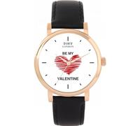 Toff London White with Red Heart Be My Valentine Unisex 42 or 38mm case, Three case and Nine Strap Colours, 3-Hand Quartz Movement, Unique Hand Drawn, Polished and Assembled Watch