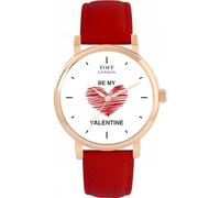 Toff London White with Red Heart Be My Valentine Unisex 42 or 38mm case, Three case and Nine Strap Colours, 3-Hand Quartz Movement, Unique Hand Drawn, Polished and Assembled Watch