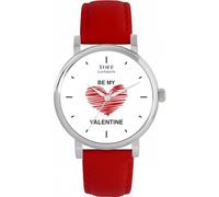 Toff London White with Red Heart Be My Valentine Unisex 42 or 38mm case, Three case and Nine Strap Colours, 3-Hand Quartz Movement, Unique Hand Drawn, Polished and Assembled Watch