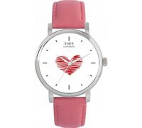 Toff London White with Red Heart Valentine 42mm with uni-Directional Bezel or 38mm Metal case Quartz 3- Hand Timepiece with a Designer dial, Hand Made with Either a Leather or Metal Strap Watch