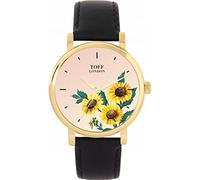 Toff London Yellow Sunflower Watch Ladies 38mm Case 3atm Water Resistant Custom Designed Quartz Movement Luxury Fashionable