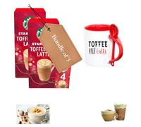 Toffee Nut Latte Coffee Gift Set - 2 x 4 Instant Coffee Sachets with Ceramic Mug & Spoon | Premium Flavoured Latte Sachets & Toffee Nut Design Mug | Perfect Coffee Lover Gift Bundle