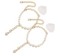 Tofficu 1 Pair Pearl High Heel Shoe Straps with Adhesive Heel Cushion Easy Installation and Comfortable Secure Fit Detachable Decorative Shoelace Straps for Pumps