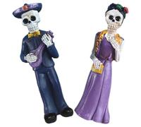 Tofficu 1 Pair Resin Skull Sitting Leg Dolls, Creative Ghost Couple Ornaments Stable Placement, Assorted Colour, Unique Vivid Design for Christmas Home Decoration