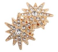 Tofficu 1 Pair Rhinestone Button Covers for Blouses and Shirt Collars, Metal Hexagram Star Shape with Sparkly Crystal Decoration, Easy to Attach and Remove, for Formal and Casual Occasions