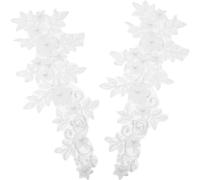 Tofficu 1 Pair White Lace Sew on Flower Patches for Clothes Embroidered Applique Decoration, Practical and Easy to Use, for Evening Gown and Costume Embellishments