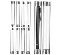 Tofficu 10 Pcs Clear Acrylic Cylinder Pen Display Cases with Stoppers Scratch Resistant Transparent Tube Containers for Ballpoint Pen Storage and Presentation Suitable for Home Office and