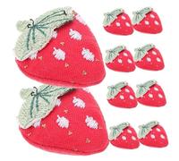 Tofficu 10 Pcs Korean Fabric Strawberry Brooch DIY Accessories for Vibrant Red Simulated Fruit Charms for Hair Clip Making High Realism Party Hair Clip Decorations