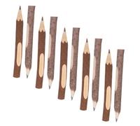Tofficu 10 Pcs Wooden Ballpoint Pens and Rustic Twig Pencils Natural Tree Bark Texture Writing Tools for Nature Lovers Compact Fall Pens for Birthday Wedding Guest Books Camping Party