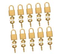 Tofficu 10 Sets Miniature Vintage Golden Padlocks with Keys Small Metal Locks for Jewelry Boxes Diaries Storage Chests Pirate Treasure Boxes Portable and Easy to Use Accessory Locks