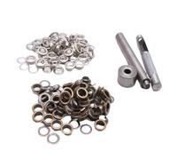 Tofficu 100 Sets Eyelet Button Kit with Tools, 4mm Inner Diameter Brass Grommets, 50 Silver + 50 Antique Brass, Multipurpose Fasteners for Clothing, Shoes, Crafts, and DIY Projects