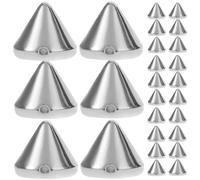 Tofficu 100pcs Acrylic Spike Studs for Clothing - Stick-On Large Silver Metal Studs DIY Sew On or Glue On Spike Beads for Bags Shoes Garments and Accessories Face Spikes