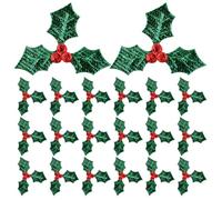 Tofficu 100Pcs Artificial Christmas Berry Leaf Picks for Diy Crafting Holly Greenery Embellishments for Holiday Decorations Wreaths Cards and Costume Accessories