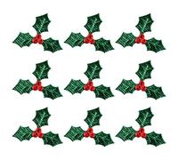 Tofficu 100pcs Christmas Holly, Mini Holly Leaves for Crafts, Christmas Decorations for Berries Supplies Wreath Card Tags Making Table Decor