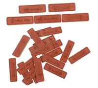 Tofficu 100pcs Handmade Leather Labels with Holes Mixed Style for Sewing Tags Apparel Crochet Tags for Sweaters Hats Bags DIY Craft Includes Girl Cat Crown Bee
