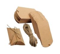 Tofficu 100pcs Kraft Paper Candy Boxes with Twine, Small 9x6x2.5cm Favor Packaging Boxes for Wedding Party and Thank You Favors