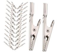 Tofficu 100pcs Metal Alligator Clamp with Socket Anti-Static Single Prong Test Clips for Electrical Testing and Low Voltage Projects Easy Crimp and Solder Connection Small for Fast