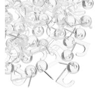 Tofficu 100Pcs Small Thumb Tacks Push Pins for Bulletin Boards and Cork Boards for Office and Home Transparent White for Photo Fixing and Map Marking