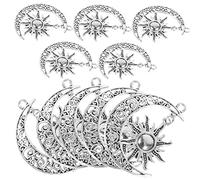 Tofficu 10Pcs Alloy Sun and Moon Necklace Charms DIY Pendant Crafting Accessories for Bracelets Earrings Sweater Chains Creative Celestial Design with Workmanship
