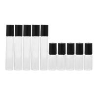 Tofficu 10pcs Amber Glass Roller Bottles Set, Refillable Empty Essential Oil Roll on Bottles with Black Caps, Portable 5ml and 10ml Makeup Travel Containers for Cosmetic Use