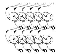 Tofficu 10pcs Black Stretchable Pen Lanyards with Silicone Rings, Anti-Lost Elastic Ropes for Signature Pens, Retractable Pecil Holder for Office, Home, and Events