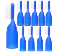 Tofficu 10pcs Blue Soft Bristle Finger Toothbrushes Small Short Manual Toothbrushes for Prison Oral Care and Hospital Use Safe Half-Finger Teeth Cleaning Accessories