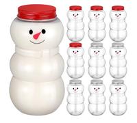 Tofficu 10Pcs Christmas Candy Jars Home Holiday Decor Clear Plastic Cookie Jar with Snowman Doll Sweet Gift Box Bottle Holder Empty Juice Bottles Milk Beverage Bottles Drink Containers 500ml