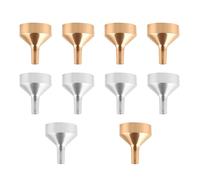 Tofficu 10pcs Mini Metal Funnels Set for Essential Oil Transfer, Reusable Small Kitchen Funnels for Perfume Bottles, Gold and Silver Color, Suitable for Precise Liquid Filling