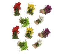 Tofficu 10pcs Miniature Static Flower Tufts Grass Ornament for Railroad Modeling Sand Table Diorama Resin Artificial Bushy Clusters in Mixed Colors for Scenic Landscape Decoration