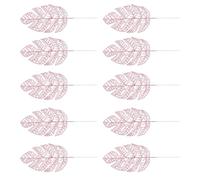 Tofficu 10pcs Pink Glitter Monstera Leaves Artificial Xmas Decorative Leaves for Christmas Tree Fillers DIY Floral Arrangement Photography Props