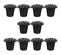 Tofficu 10pcs Plastic Flower Pot 16-hole Cemetery Flower Vase Black Beautiful Design Hold Fresh Or Artificial Graveside Memorial