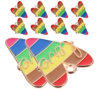 Tofficu 10Pcs Rainbow Alloy Love Heart Charms Hanging Pendants for DIY Jewelry Making Lightweight Decorative Accessories for Bracelets Necklaces Crafting