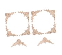 Tofficu 10pcs Unpainted Solid Wood Carved Rose Appliques Corner Onlays for Cabinets Doors Dressers Fireplace DIY European Style Home Decor