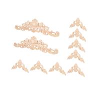 Tofficu 10pcs Wood Carved Appliques Unpainted Decorative Furniture Decals DIY Cabinet Door Bed Window Ornaments European Style with Fine Detailing and Natural Wood