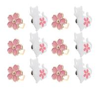 Tofficu 12pcs Adjustable Pants Waistband Adjuster Cute Cat and Cherry Blossom Alloy Buttons for Jeans and Pants, No Sew Removable Waist Tightener for Leisure and Everyday Wear
