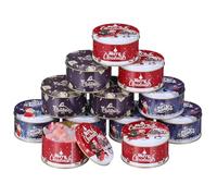 Tofficu 12pcs Small and Delicate Christmas Candy Boxes Made of Tinplate with Assorted Colours, for Desktop Decors, Festival Boxes for Fruits and Sweets Storage Random Color