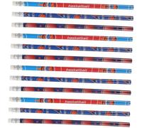 Tofficu 12pcs Sports Themed Basketball Pencils with Erasers Portable Handheld Writing Pencils for Students School Supplies for Drawing Note Taking and Art Projects