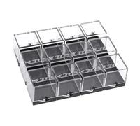 Tofficu 12pcs Transparent Square Plastic Storage Boxes for Mineral Specimens Durable Practical Display Cases with Black Base Portable Collectible Sample Storage Cubes