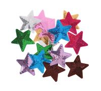 Tofficu 16pcs Five Pointed Star Sequin Embroidered Patches Iron Appliques for Clothing Hats Jeans DIY Craft Accessories Easy Sew Iron Application Durable and Fade Resistant Design