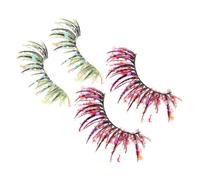 Tofficu 2 Pairs D False Eyelashes Lightweight Glitter Lashes with Rhinestones and Sequins, Dramatic Eyelash Clusters for Party and Special Events, Trendy Exaggerated Design for Stunning