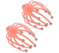 Tofficu 2 Pcs Handheld Scalp Massagers Multi-function Head Massaging Tool with Plastic and Stainless Steel Material for Relaxing The Scalp and Muscle Exercising, Small and Portable Design Random Color