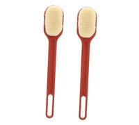 Tofficu 2 Pcs Red Long-Handled Nylon Soft-Head Bath Brush Set for Body Massage and Back Scrubbing, Bathing Supplies for Shower and Personal Care