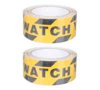 Tofficu 2 Rolls Watch Your Step Anti-Slip Tape with Adhesive Warning Sign Sticker Durable Pvc Floor Safety Tape for Stairs Platforms Ramps 196In X 2In
