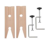 Tofficu 2 Sets Portable Table Vice Clamp with V-Shaped Slot Bench Pin, Adjustable Mini Bench Vise Clamp for Jewelry Making and Woodworking, No Drilling Workholding Device for Home Use