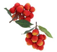 Tofficu 2 Strings of Foam Fake Lychee Fruit Decorations with Smooth Surface and High Simulation for Food Photography and Different Occasions, Realistic Artificial Fruit Ornaments